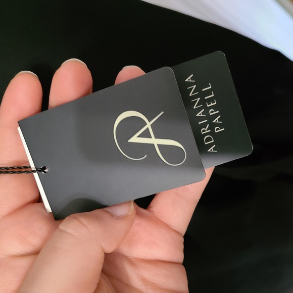 Adrianna Papell Asymmetrical Cut 3/4 Sleeves Black Evening Dress 16W NWT - Picture 6 of 12